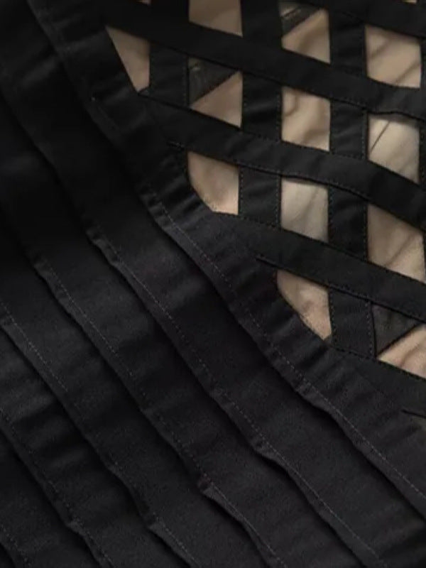 فستان ميدي بشريط شبكي وحافة حورية البحر – أستريد