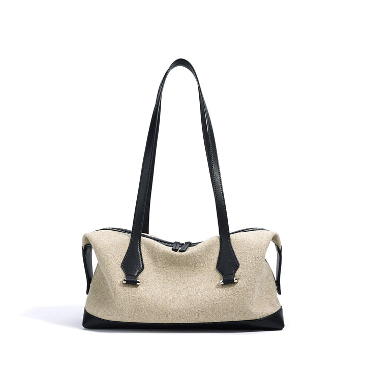 sac cabas en rotin tissé avec doubles poignées en cuir – LÉONIE 