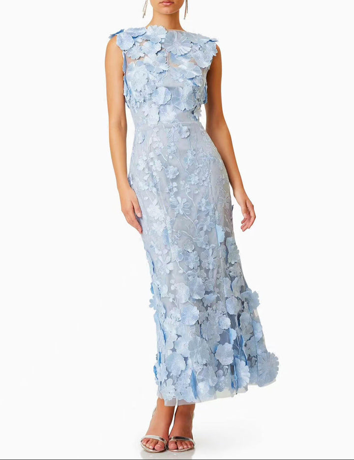 sleeveless floral applique gown – AMORAZLI