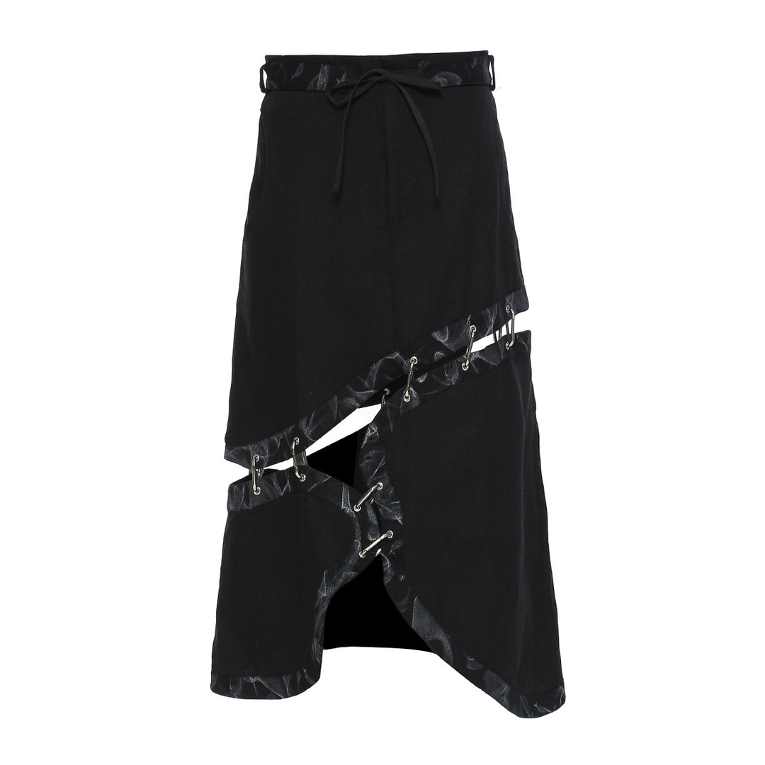 asymmetrical skirt with metal buckle details – RAVEN