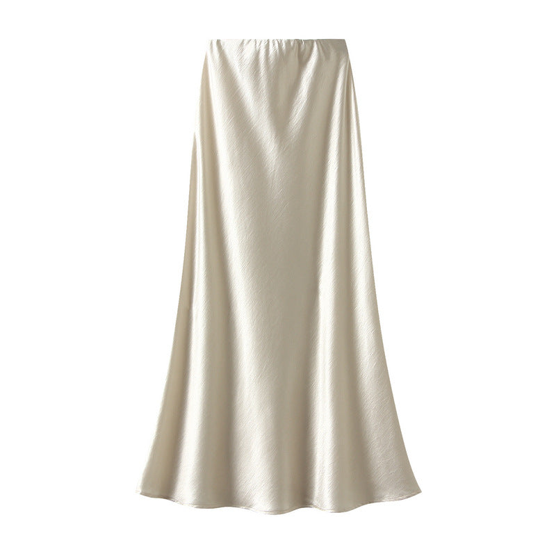 satin A-line midi skirt in icy blue – FROST
