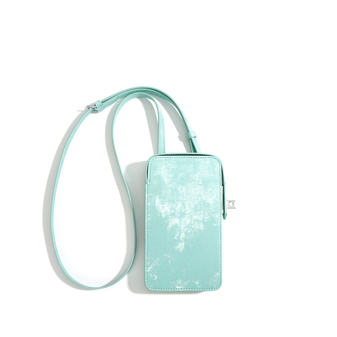 metallic crossbody phone bag with adjustable strap - AURAVKLI