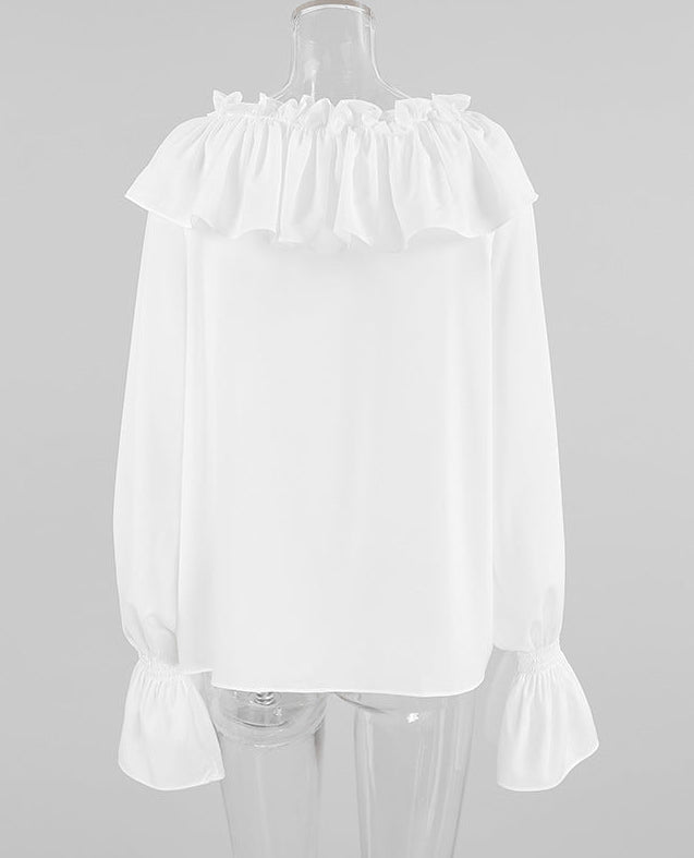 chiffon blouse with cascading ruffle neckline – SERENE
