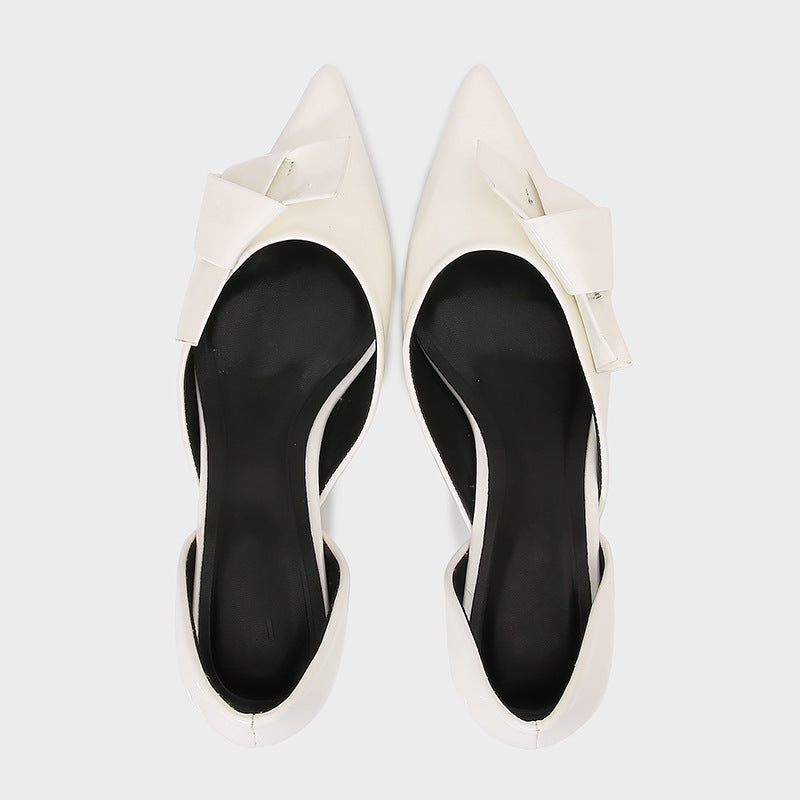 pointed-toe low heel pumps with oversized bow - AMIRAX