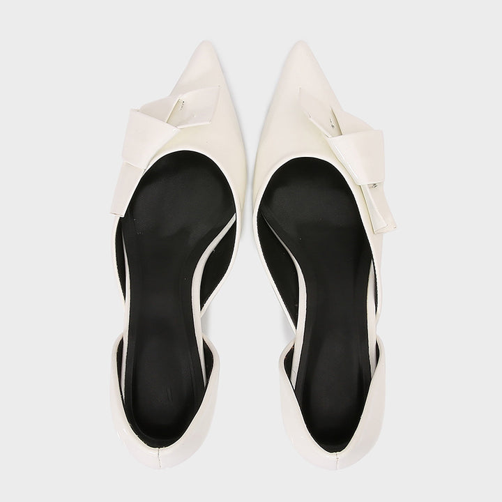pointed-toe low heel pumps with oversized bow - AMIRAX
