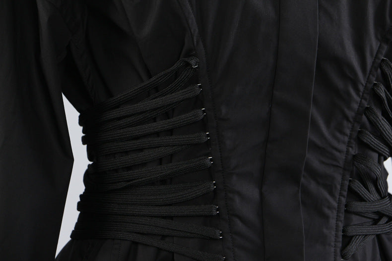 long-sleeve white shirt with ruched corset waist – ESME