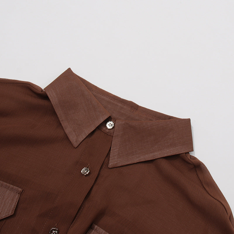 Geplooide top met uitlopende mouwen en maxi-rok set met tailleband – Rosiny 