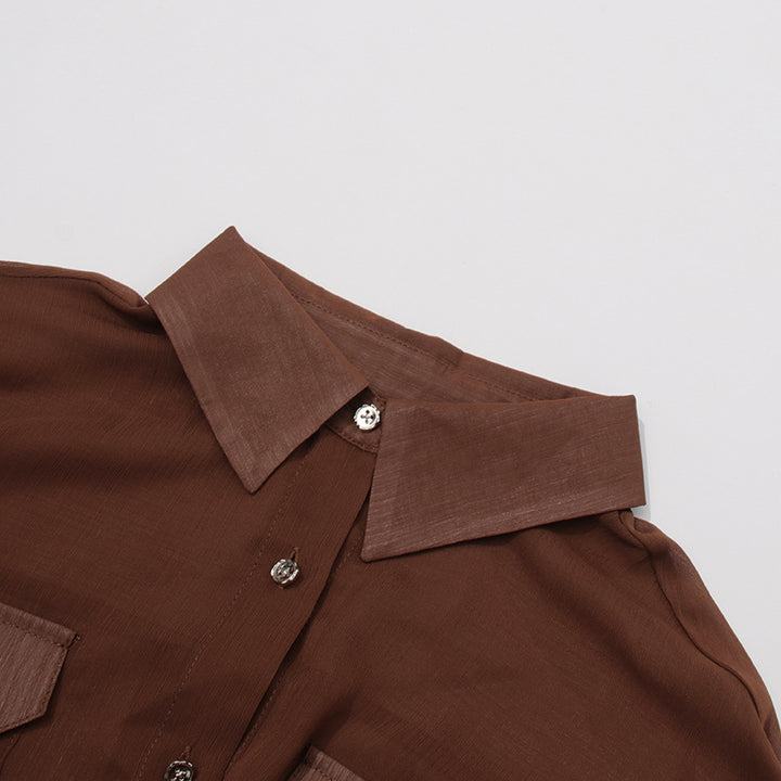 Geplooide top met uitlopende mouwen en maxi-rok set met tailleband – Rosiny 