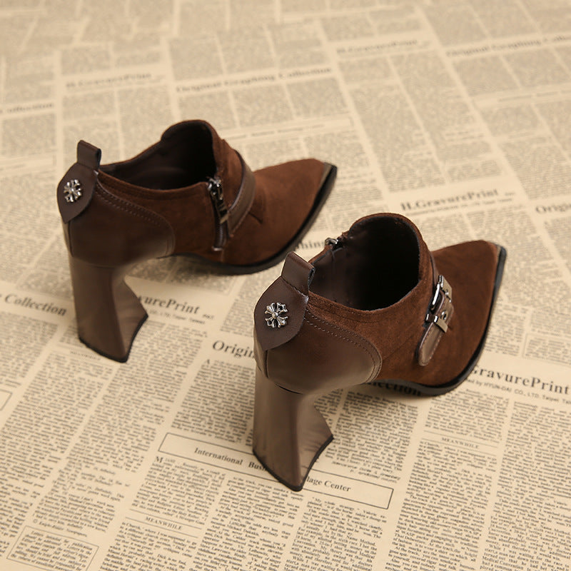 block heel ankle boots with buckle strap – ARDENAX