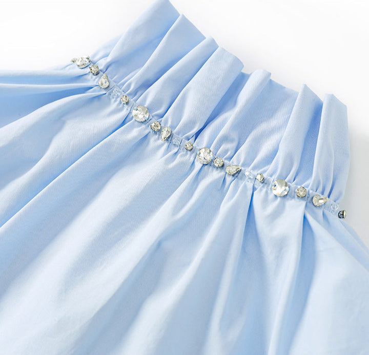 Haut à manches évasées plissées et ensemble jupe longue avec ceinture à la taille – Rosiny 