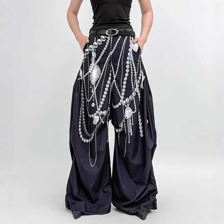 wide-leg pants with chain print – AURACTI