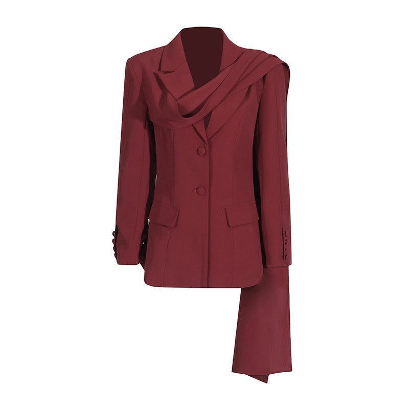 Draped Lapel Tailored Blazer – AZURE