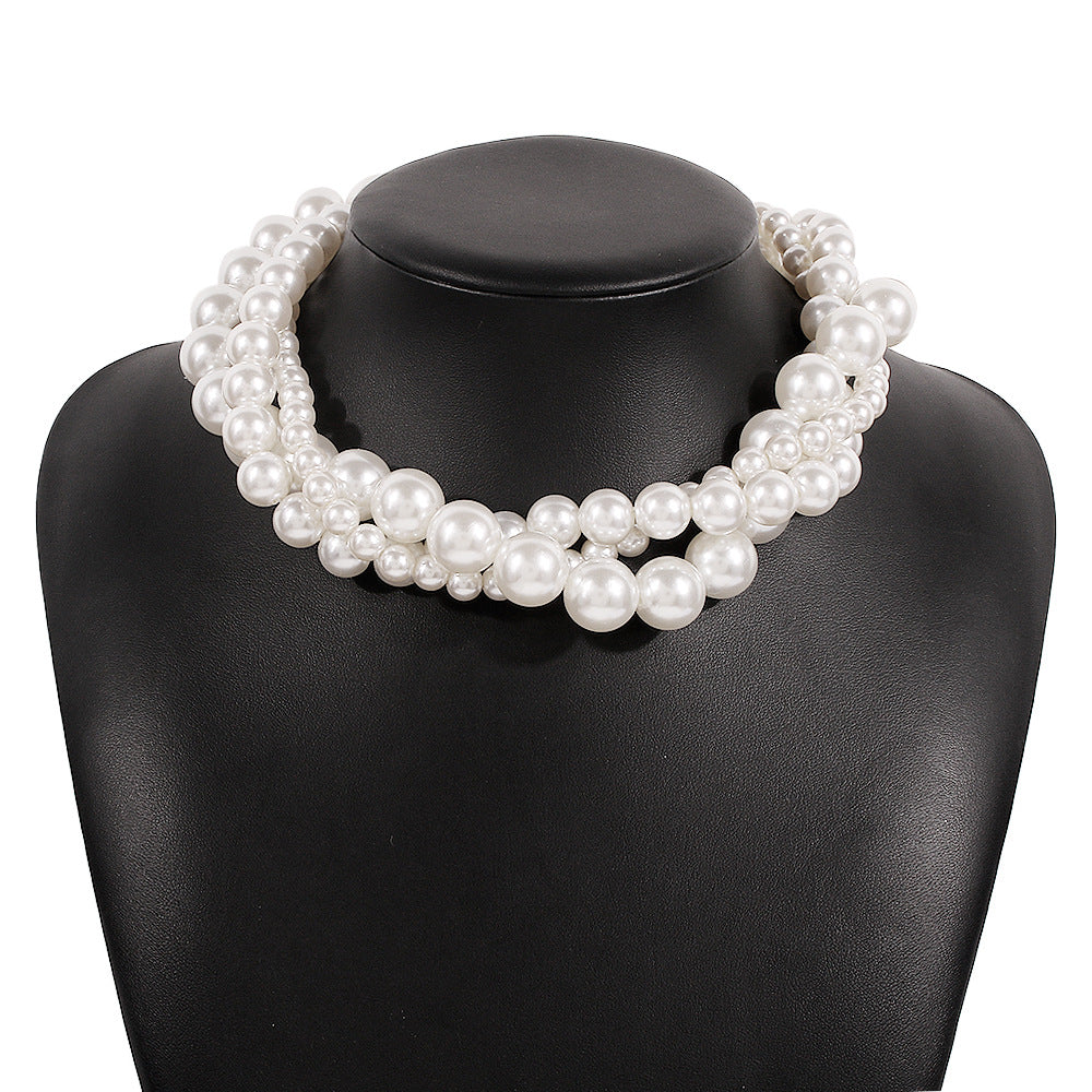 multi-strand faux pearl choker necklace - AURELIABA