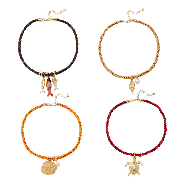 beaded lobster pendant necklace with pearl charm - CORAV