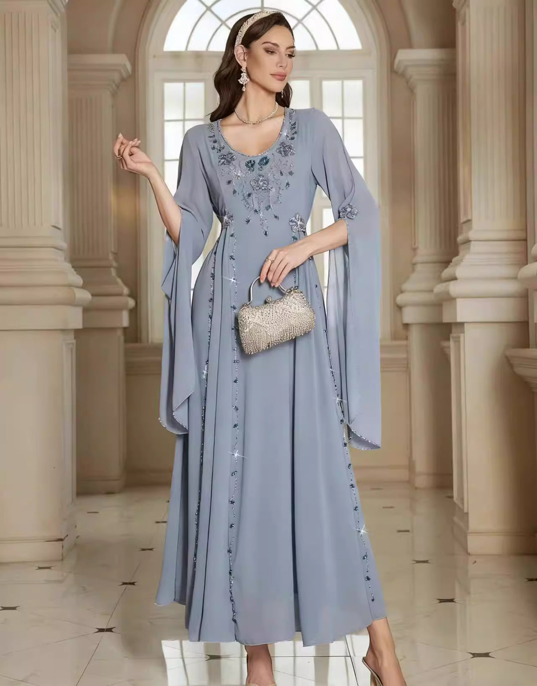 Long Sleeve Maxi Dress with Waist Detail – ELYRA