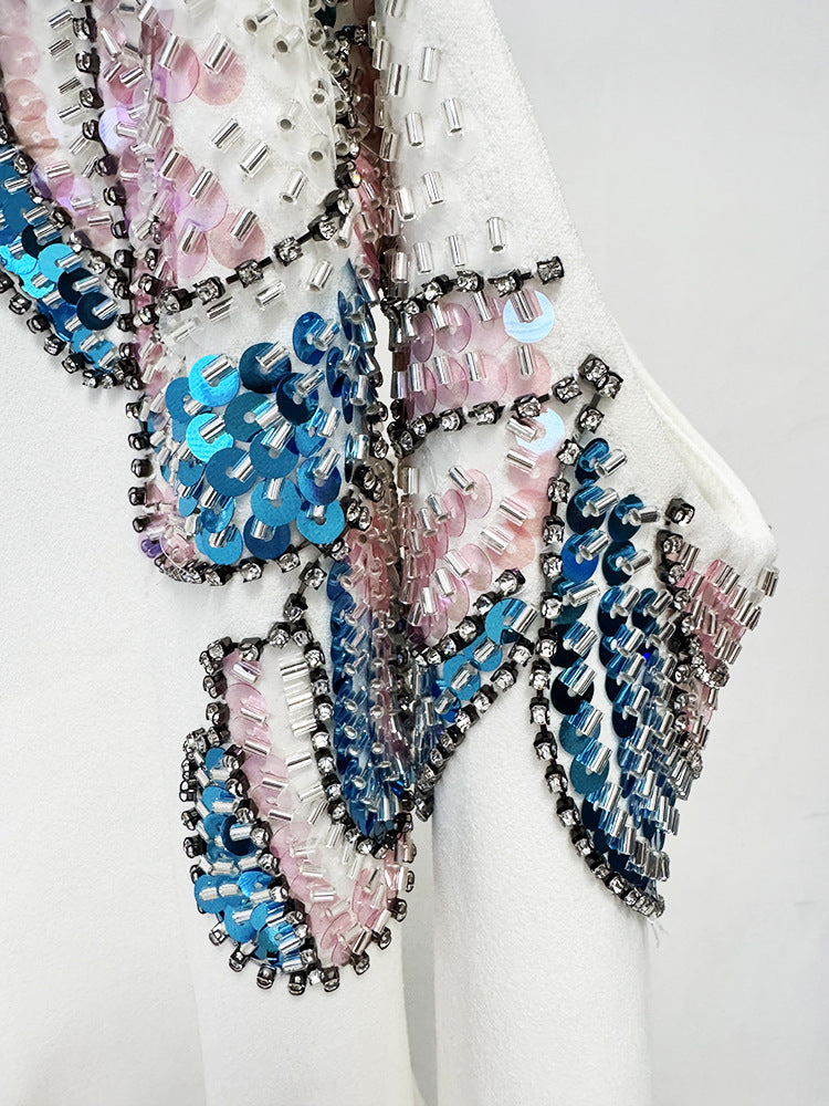 Off-Shoulder Column Dress with Embroidered Illusion Neckline – SERAPHINE