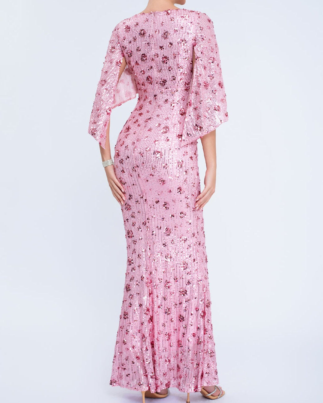 Geplooide top met uitlopende mouwen en maxi-rok set met tailleband – Rosiny 