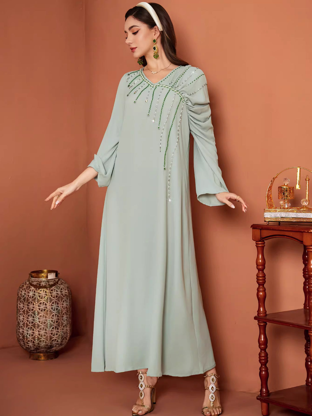 Elegant Long Sleeve Maxi Dress with Clean Silhouette – ELIORA