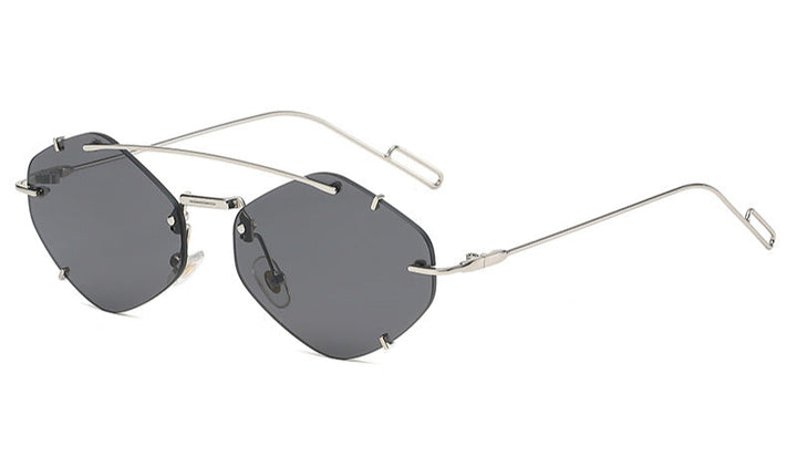 نظارات شمسية هندسية بدون إطار بإطار فضي اللون - فيغا