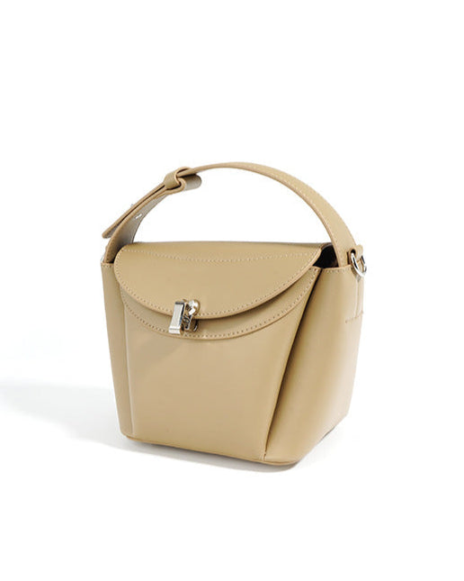 structured top handle bag with curved flap - LEXI