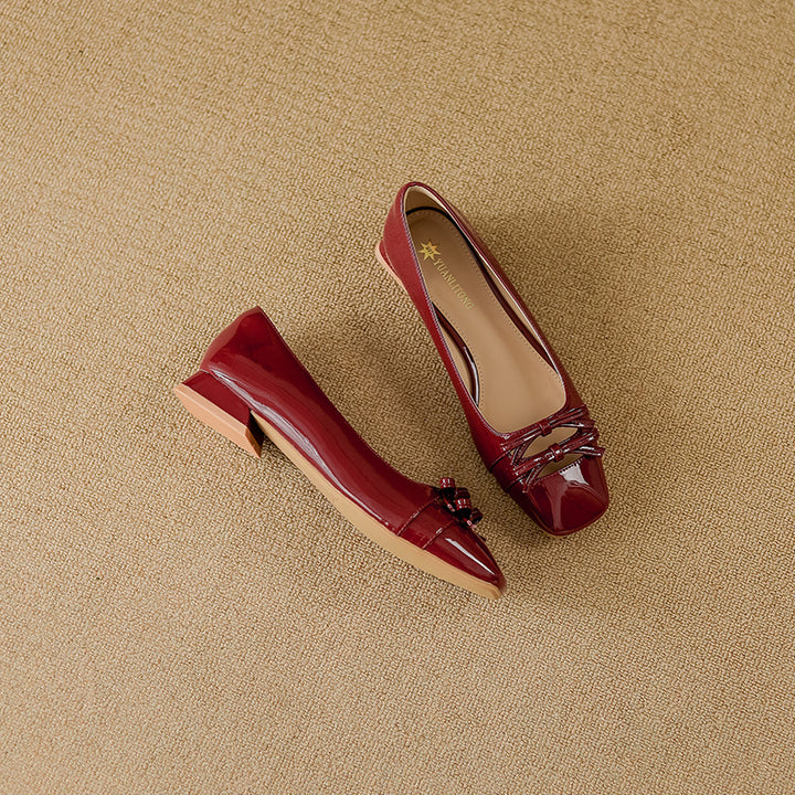 patent leather flats with bow detail – RUBINAV
