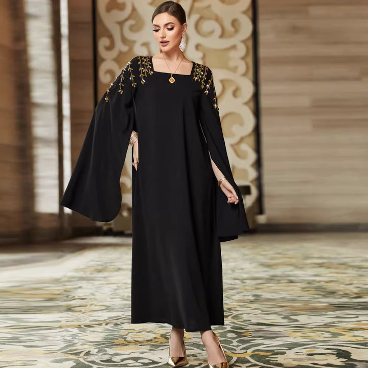 Elegant Long Sleeve Maxi Dress with Wide Hem – ESME