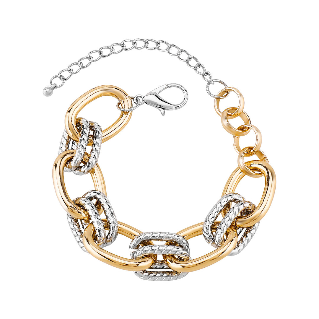 chunky chain necklace and bracelet set with mixed metal links - AUNRAL