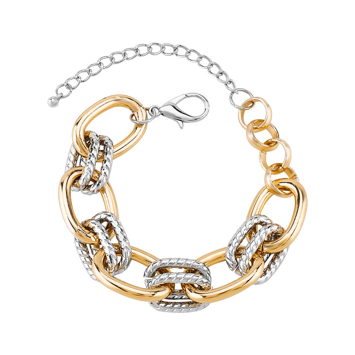 chunky chain necklace and bracelet set with mixed metal links - AUNRAL