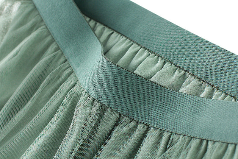 layered tulle midi skirt with asymmetric ruffle – ROSABELLE