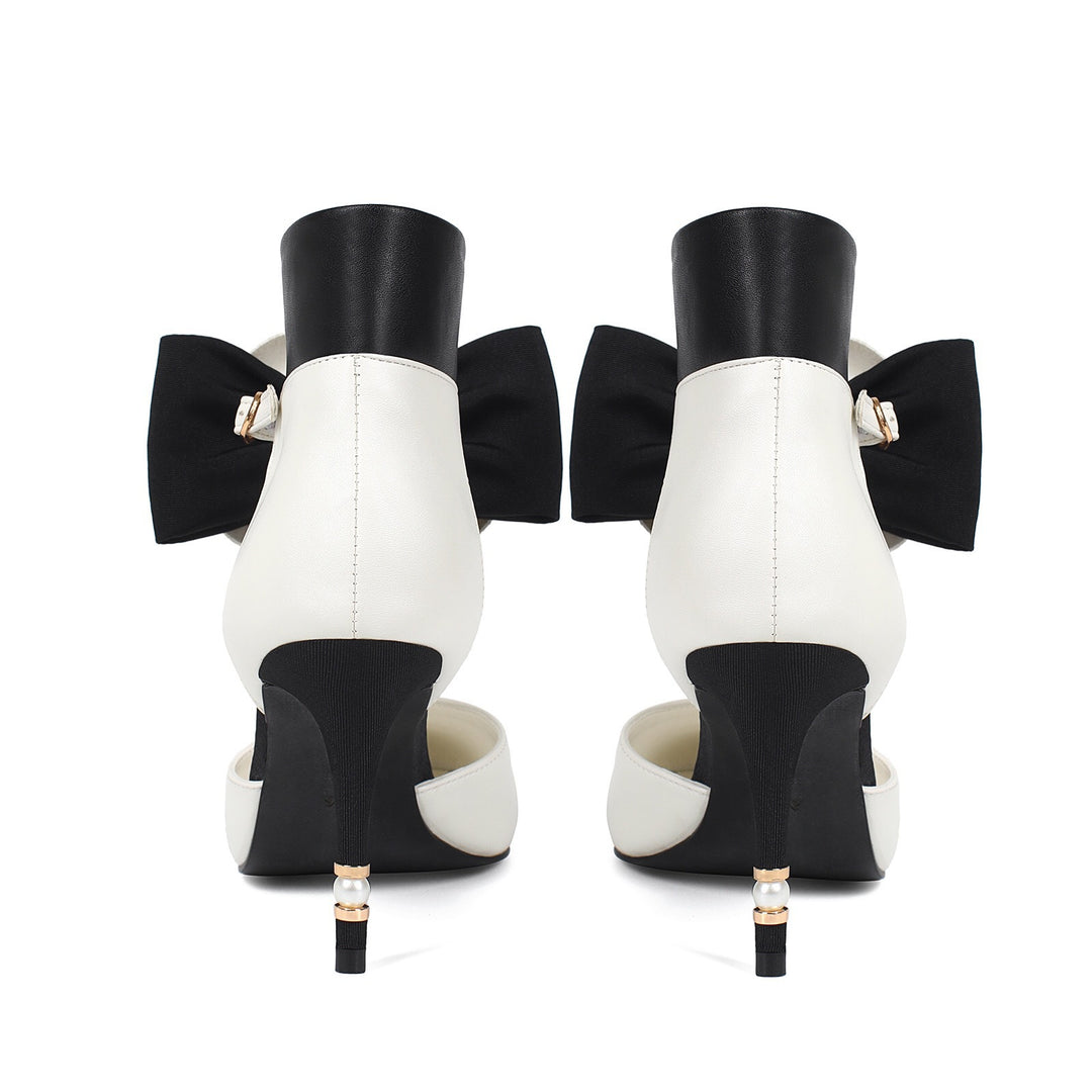 two-tone ankle heels with floral accent – CAMELLIA