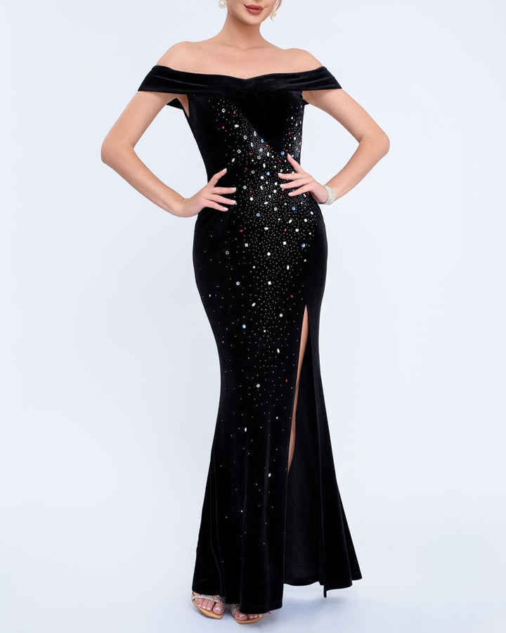 Geplooide top met uitlopende mouwen en maxi-rok set met tailleband – Rosiny 