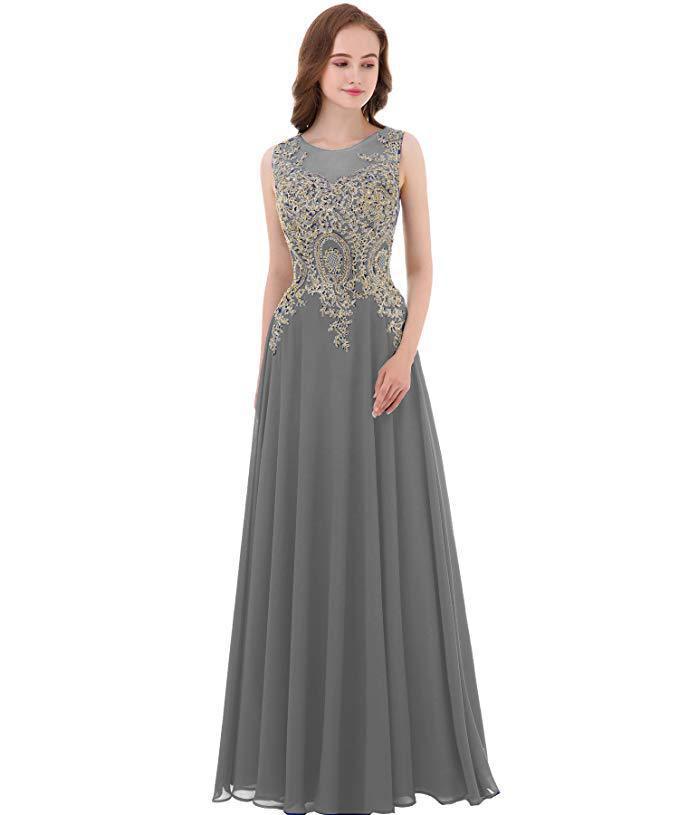 sleeveless chiffon gown with gold sequin bodice – AURONZA