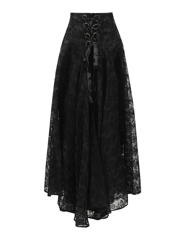 كورسيه دانتيل وتنورة غير متساوية الأطراف مع ربطة شريطية - سيرافينا