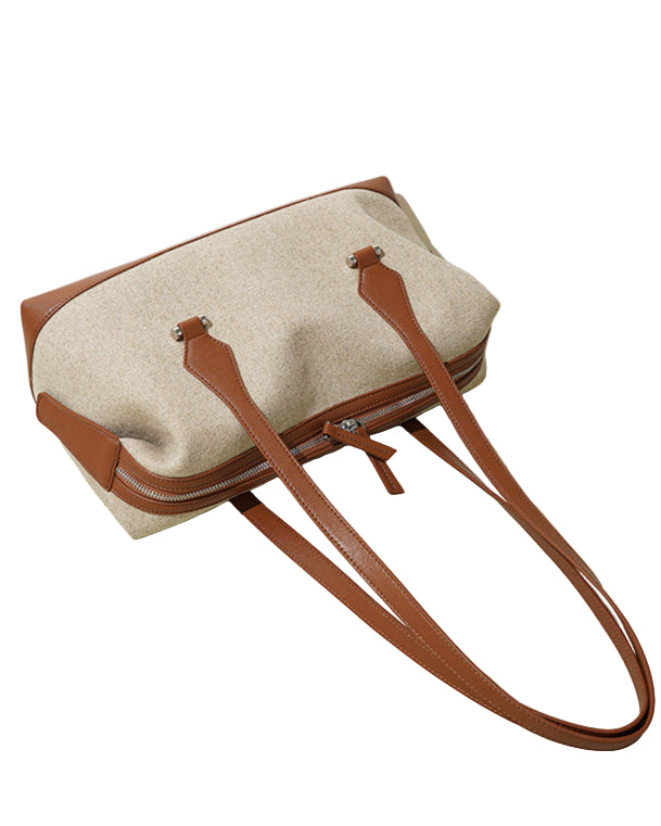 sac cabas en rotin tissé avec doubles poignées en cuir – LÉONIE 