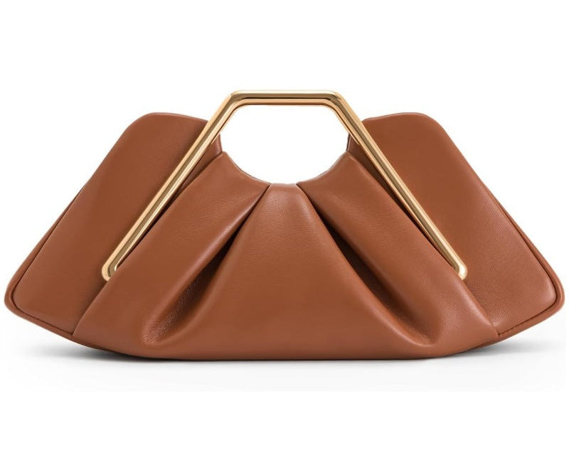 geometric handle pleated leather clutch – VERGAT