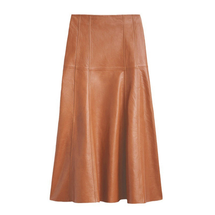 high-waist faux leather flared skirt – BIERNA