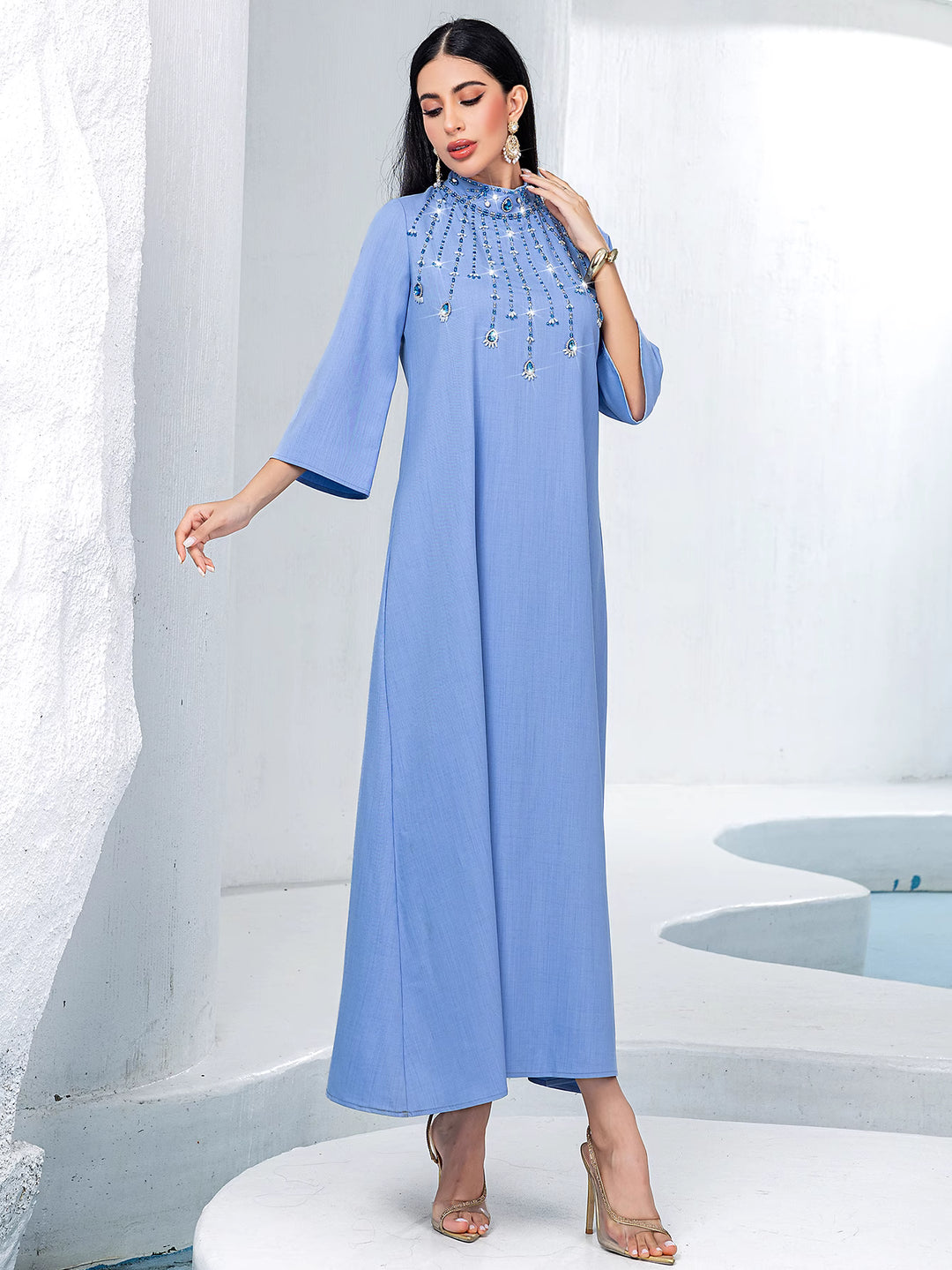 定制喇叭套装，配缎面泡泡袖 - VALENCIA 