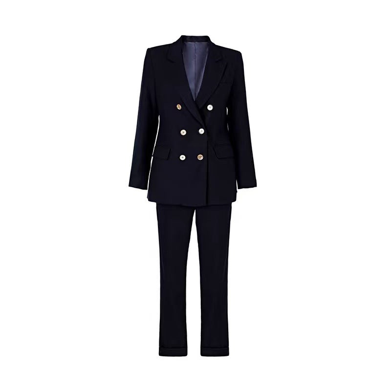tailored double-breasted blazer suit with straight-leg trousers – SAHARA