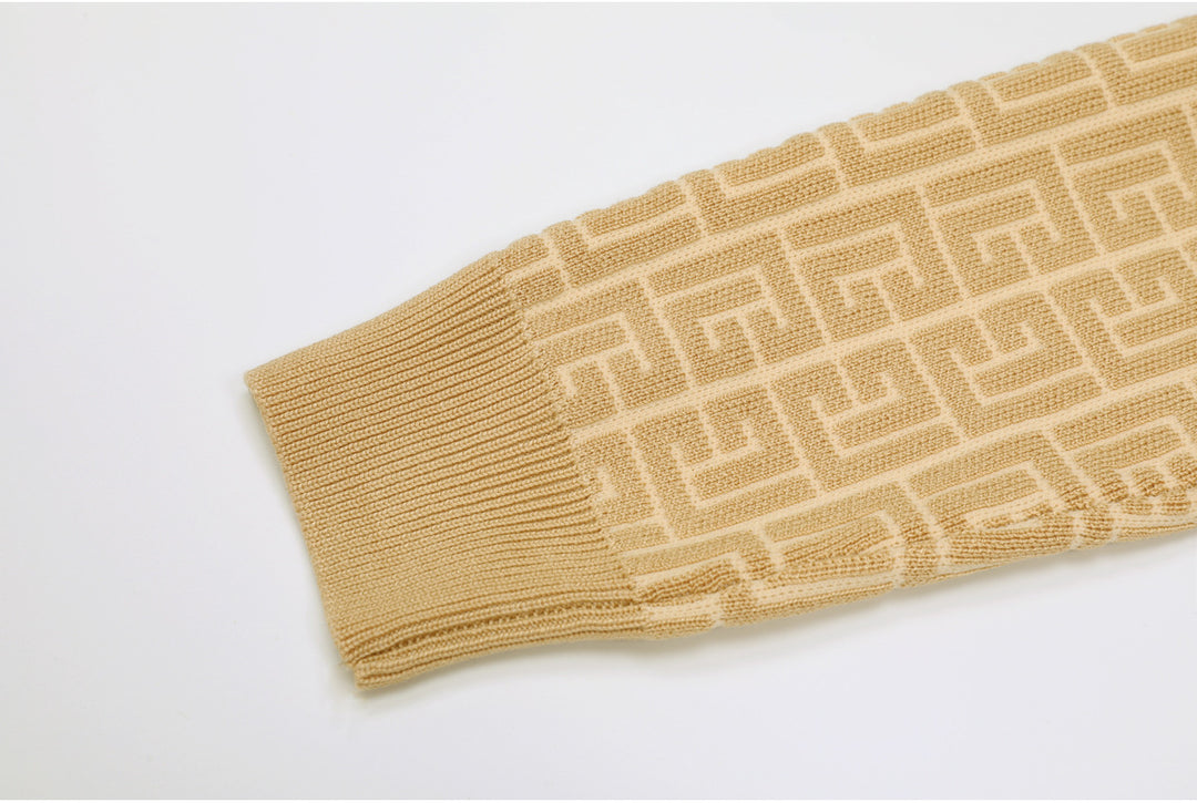 knitted two-piece dress set with logo pattern – CAMILA