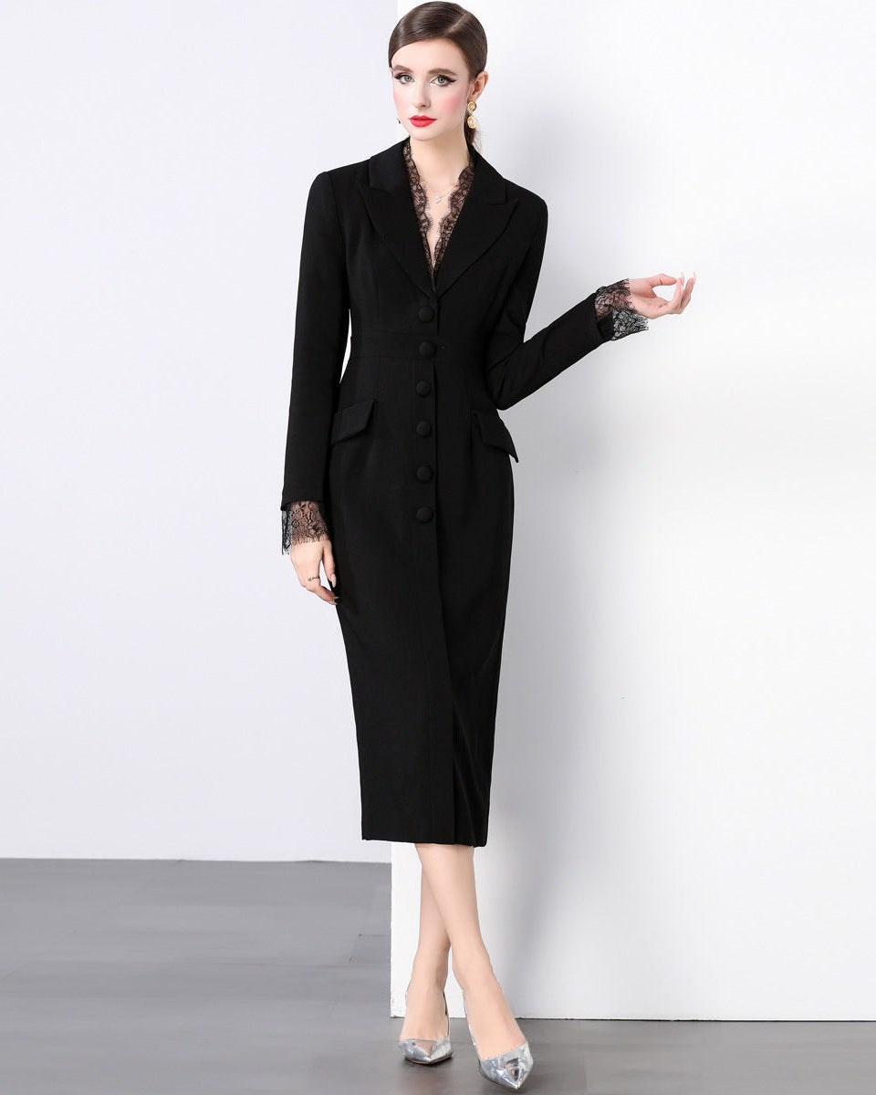 فستان ميدي مصمم خصيصًا مع حواف من الدانتيل - إليسيا