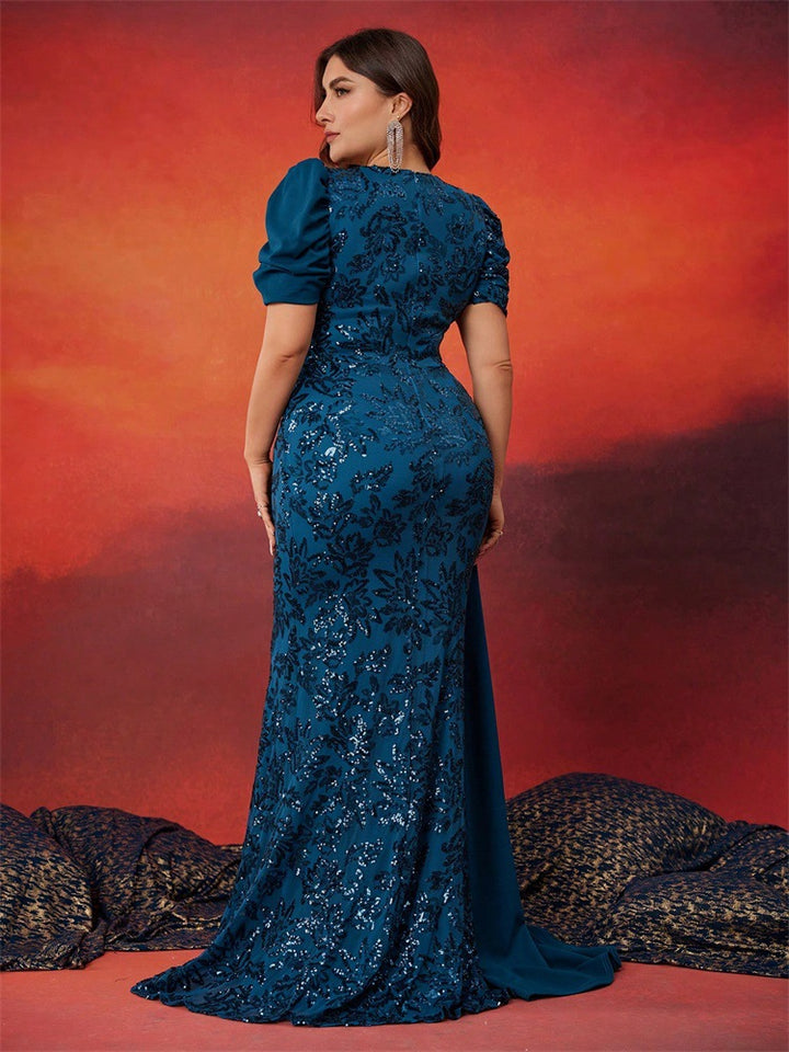 Geplooide top met uitlopende mouwen en maxi-rok set met tailleband – Rosiny 