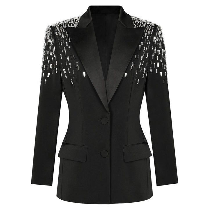 sequin-shoulder tailored blazer – ASTRIDIXU