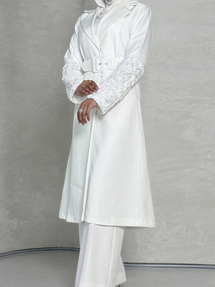 Geplooide top met uitlopende mouwen en maxi-rok set met tailleband – Rosiny 