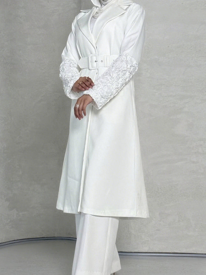 Geplooide top met uitlopende mouwen en maxi-rok set met tailleband – Rosiny 