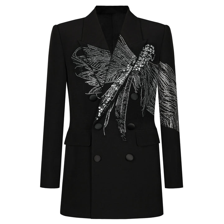 double-breasted blazer with crystal butterfly embellishment – AURELIAL