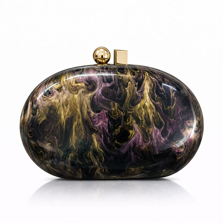 emerald marbled clutch with gold clasp – VERDÉA