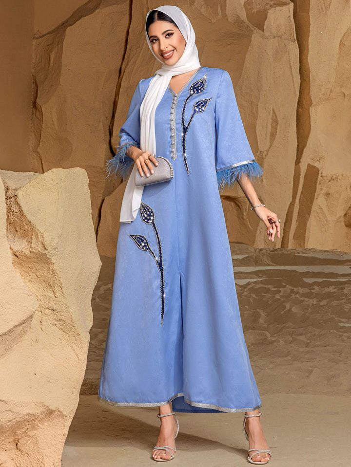 定制喇叭套装，配缎面泡泡袖 - VALENCIA 