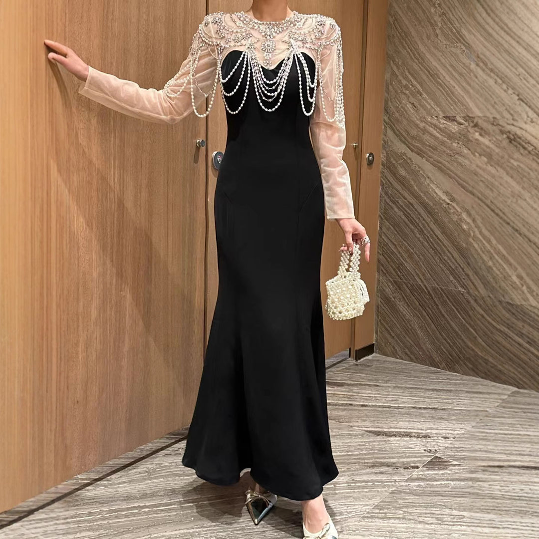 Haut à manches évasées plissées et ensemble jupe longue avec ceinture à la taille – Rosiny 