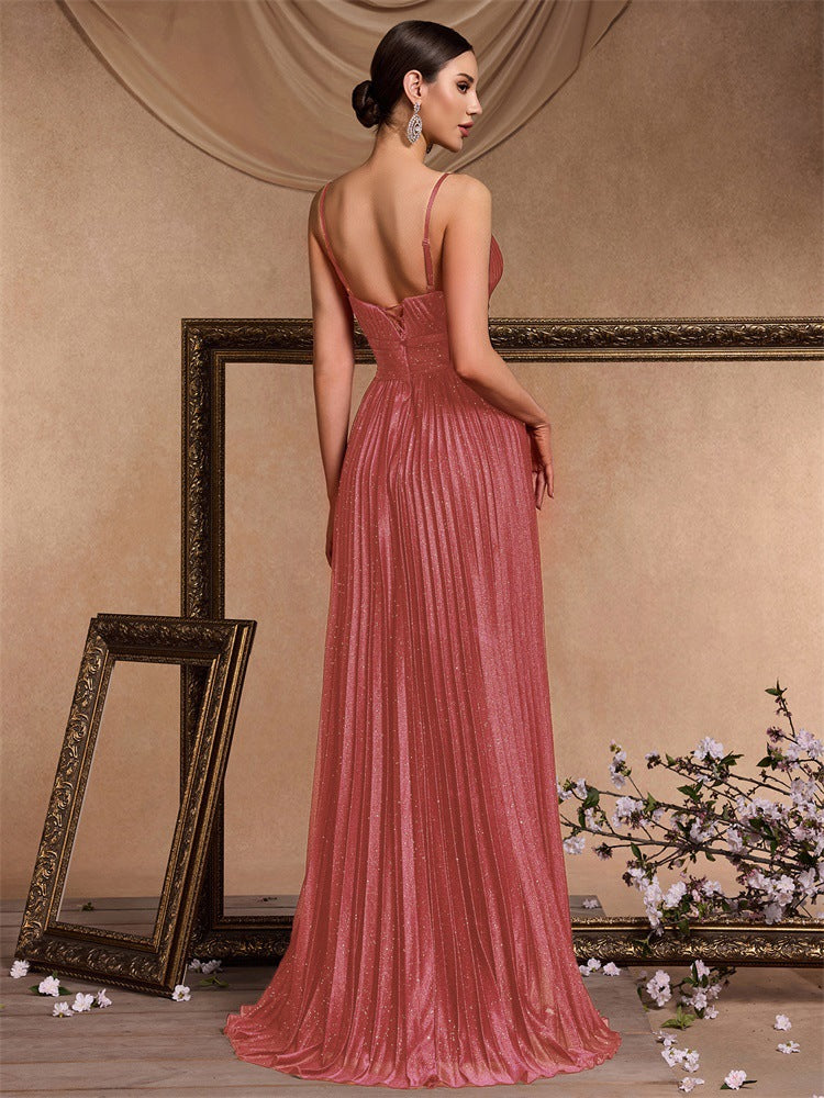 Geplooide top met uitlopende mouwen en maxi-rok set met tailleband – Rosiny 