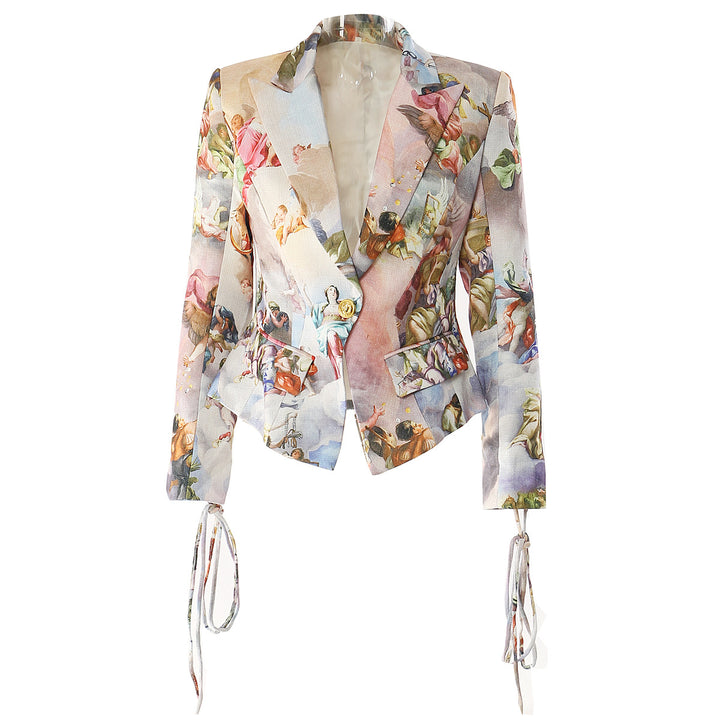 printed tailored blazer with baroque art design – ELYSINA